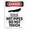 Signmission OSHA Danger Sign, Hot Pipes Do Not Touch, 14in X 10in Decal, 10" W, 14" H, Portrait OS-DS-D-1014-V-1362 - alternate 1